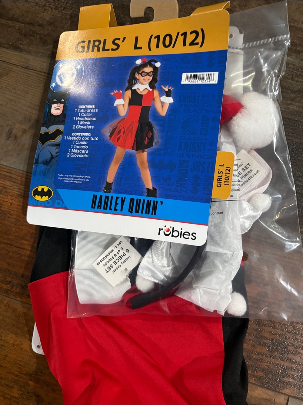 Robies Girls' Harley Quinn Costume Dress - Red & Black (Girls' L 10/12)